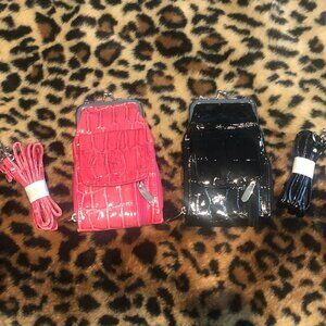 Black and Pink Crocodile Skin Mini Shoulder Purses